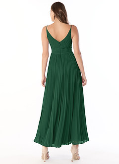Azazie Raychelle Abiti da Damigella Abito A-Line in Chiffon con Scollo a V Verde Scuro image2