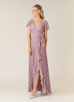 Azazie Knox Mother of the Bride Dresses Dusty Rose A-Line V-Neck Chiffon Dress image3