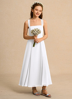 Azazie Tater Girl vestidos de niña de las flores Vestido de Blanco de Gasa de Corte En A con Plisado image5