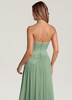 Azazie Tierney Robes de demoiselle d'honneur Robe Trapèze Convertible en Mousseline de soie Sans bretelle Matcha image5