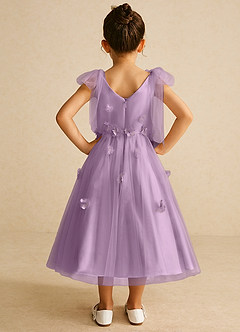 Azazie Minia Robe Demoiselle D'honneur Fillette Robe Trapèze en Mat Satiné Arc Glycine image6
