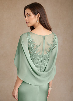 Azazie Hera Mother of the Bride Dresses Agave A-Line Lace Stretch Satin Dress image6