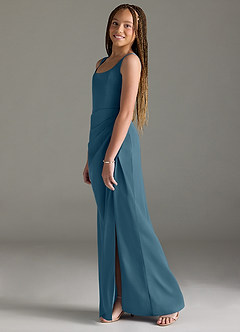 Azazie Mero Junior Bermuda Mermaid Pleated Stretch Satin Dress image4