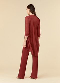 Azazie Frances Mother of the Bride Dresses Rust Jumpsuit/Pantsuit Scoop Mesh Dress image4