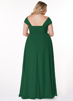 Azazie Kaitlynn Vestidos de damas de honor Vestido de Verde Oscuro de Gasa de Imperio Convertible con Fruncido image11