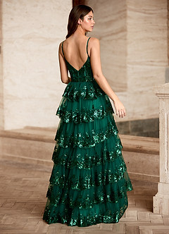 Tindra Green Sequins Ruffles Prom Dress image10