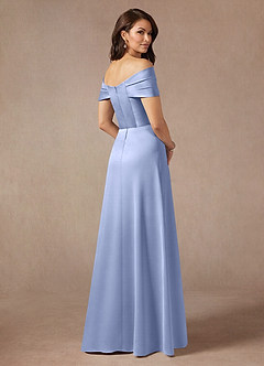 Azazie Amelia Mother of the Bride Dresses Ice A-Line Off the Shoulder Stretch Satin Dress image2