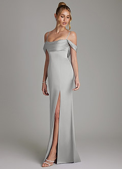 Azazie Nira Brudepigekjoler Havfrue Korset Stræk satin Gulv-længde Kjole image6