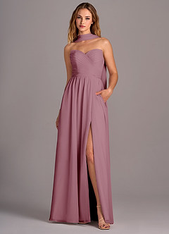 Azazie Joni Final Sale Vintage Mauve A-Line Strapless Chiffon Convertible Dress image1