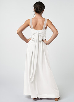 Azazie Kora Junior White A-Line Pleated Chiffon Dress image2
