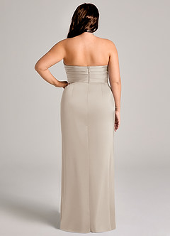 Azazie Jemma Bridesmaid Dresses Frost Sheath Pleated Stretch Satin Dress image12