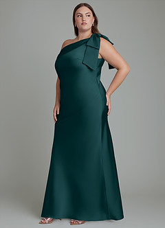 Azazie Yuanna Bridesmaid Dresses Pine Mermaid One Shoulder Stretch Satin Dress image12