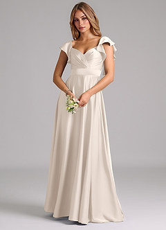 Azazie Leilani Bridesmaid Dresses White Alabaster A-Line Ruched Stretch Satin Dress image7