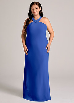 Azazie Doretta Abiti da Damigella Abito Sirena in Chiffon Plissettato Blu Reale image1