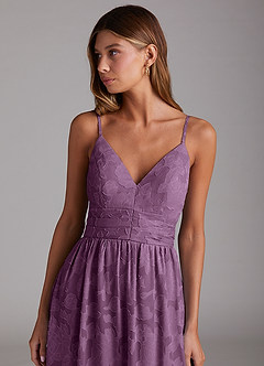 Azazie Nathalia Bridesmaid Dresses Wisteria A-Line Bow Floral Burnout Dress image5