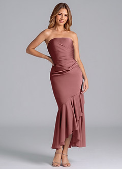 Azazie Danie Bridesmaid Dresses Amethyst Sheath Strapless Chiffon Dress image3