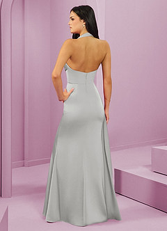 Barbie ♥ Azazie Robes de demoiselle d'honneur Robe Sirène en Satin extensible Plissée Argent image7