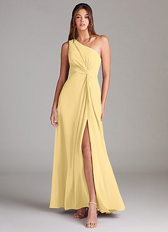 Azazie Brooke Bridesmaid Dresses Butter A-Line One Shoulder Chiffon Dress image1