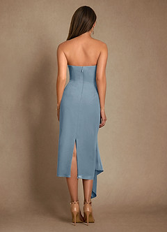 Azazie Dinanta Mother of the Bride Dresses Dusty Blue Column Pleated Chiffon Dress image3