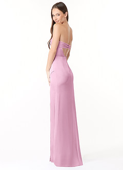 Azazie Leonis Bridesmaid Dresses Candy Pink Mermaid Pleated Stretch Satin Convertible Dress image7