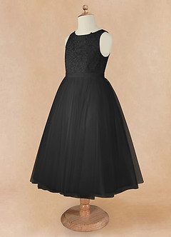 Azazie Calla Abiti da Ragazza di Fiori Abito Principessa in Tulle Pizzo Nero image9