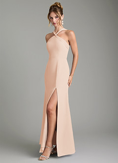 Azazie Rue Bridesmaid Dresses English Rose A-Line Halter Chiffon Dress image5