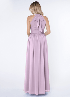 Azazie Iman Bridesmaid Dresses Frosted Lilac A-Line A-Line Ruched Chiffon Dress image2