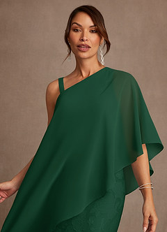 Azazie Wilma Mère de la mariée Robes Robe Fourreau en Blumen-Burnout Une épaule Vert Foncé image5