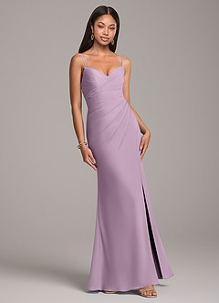 Azazie Yola Jurken voor bruidsmeisjes Converteerbaar Jurk van Chiffon met Kolom Geplooid Blauweregen image5