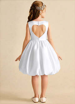 Azazie Nirvana vestidos de niña de las flores Vestido de Blanco de Satin Mate de Princesa con Volante image1