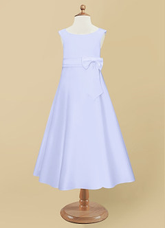 Azazie Lindy Flower Girl Dresses Lavender A-Line Pleated Matte Satin Dress image10