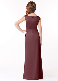 Azazie Sadia Junior Sangria A-Line Pleated Stretch Satin Dress image3