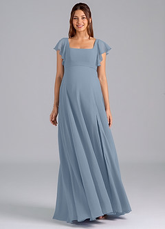 Azazie Bondi Maternity Bridesmaid Dresses A-Line Ruched Chiffon Floor-Length Dress image3