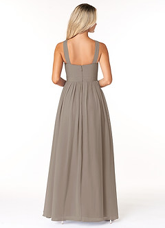Azazie Elvira Bridesmaid Dresses Taupe A-Line Pleated Chiffon Dress image2