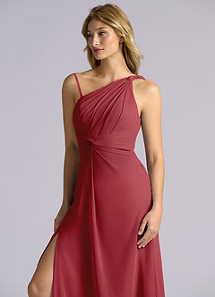 Azazie Isabelle Final Sale Pomegranate A-Line One Shoulder Chiffon Convertible Dress image7