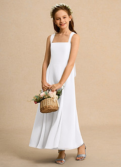 Azazie Tater Girl vestidos de niña de las flores Vestido de Blanco de Gasa de Corte En A con Plisado image4