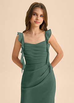 Azazie Jessamine Junior Sea Moss Mermaid Sweetheart Neckline Chiffon Dress image7