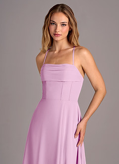 Azazie Carolyn Bridesmaid Dresses Candy Pink A-Line Pleated Chiffon Dress image2