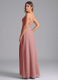 Azazie Sarella Bridesmaid Dresses Dusty Rose A-Line with Pockets Chiffon Dress image4