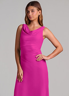Azazie Nerine Brudtärnklänningar Klä av A-Linje i Chiffong Plisserad Fuchsia image6