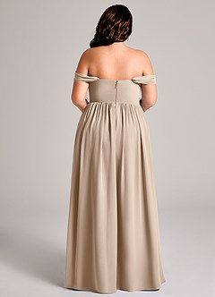 Azazie Calianna Bridesmaid Dresses Taupe A-Line Off the Shoulder Chiffon Convertible Dress image15