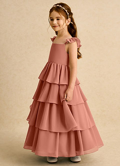 Azazie Boba vestidos de niña de las flores Vestido de Mai Tai de Gasa de Corte En A con Escote Cuadrado image7
