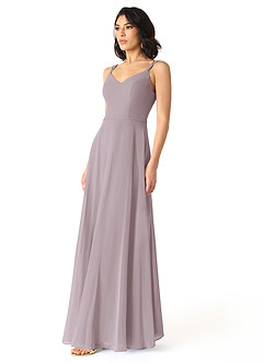 Azazie Janine Bridesmaid Dresses Dusk A-Line V-Neck Chiffon Dress image2