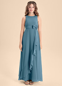 Azazie Lilenne Junior Bermuda A-Line Bow Chiffon Dress image5