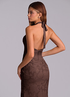 Azazie Valerie Vendita Finale Abito Sirena in Burnout Floreale Plissettato Burgundy image2