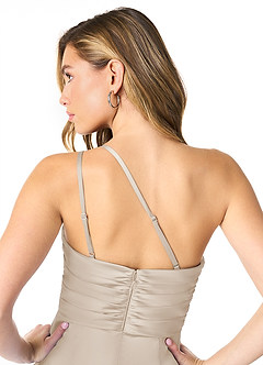Azazie Eren Bridesmaid Dresses Frost Mermaid One Shoulder Stretch Satin Dress image7