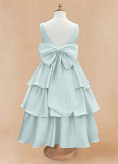 Azazie Margie Flower Girl Dresses Mist A-Line Bow Stretch Satin Dress image5