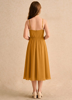 Azazie Twilight Dance Flower Girl Dresses Butterscotch A-Line Pleated Chiffon Dress image2