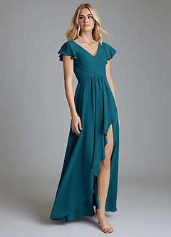 Azazie Omari Bridesmaid Dresses Ink Blue A-Line Chiffon Dress image1