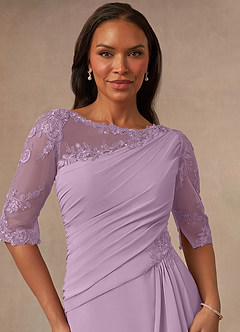 Azazie Dionysus Mother of the Bride Dresses Wisteria A-Line Boatneck Lace Chiffon Dress image4